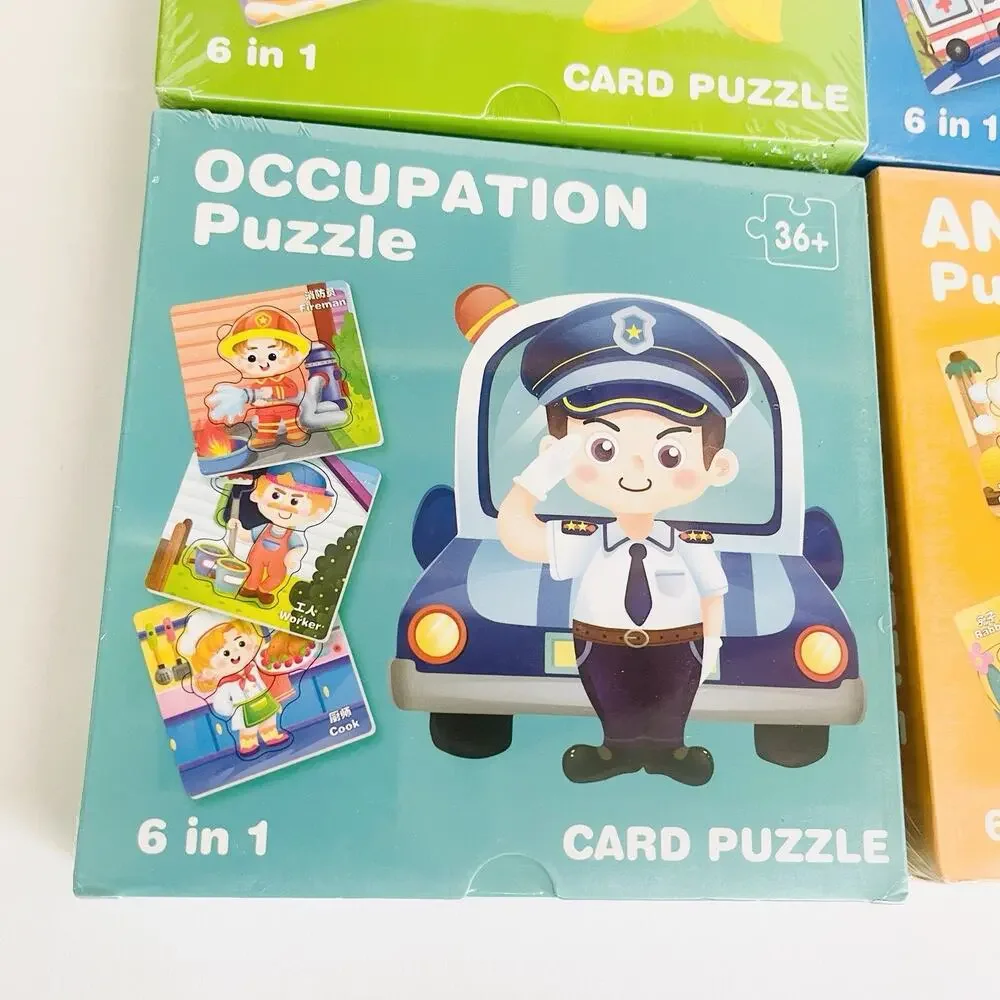 24‎ Sets Kids Puzzle Cartoon Animal Fruits Traffic Occupation Jigsaw Puzzle